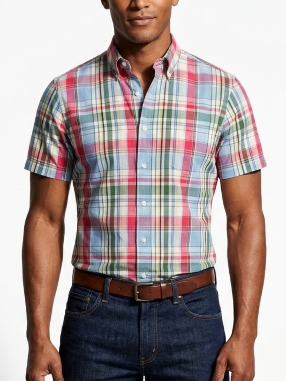 Banana Republic Prepster Plaid Shirt S Pink Blue Green Country Club Core Madras